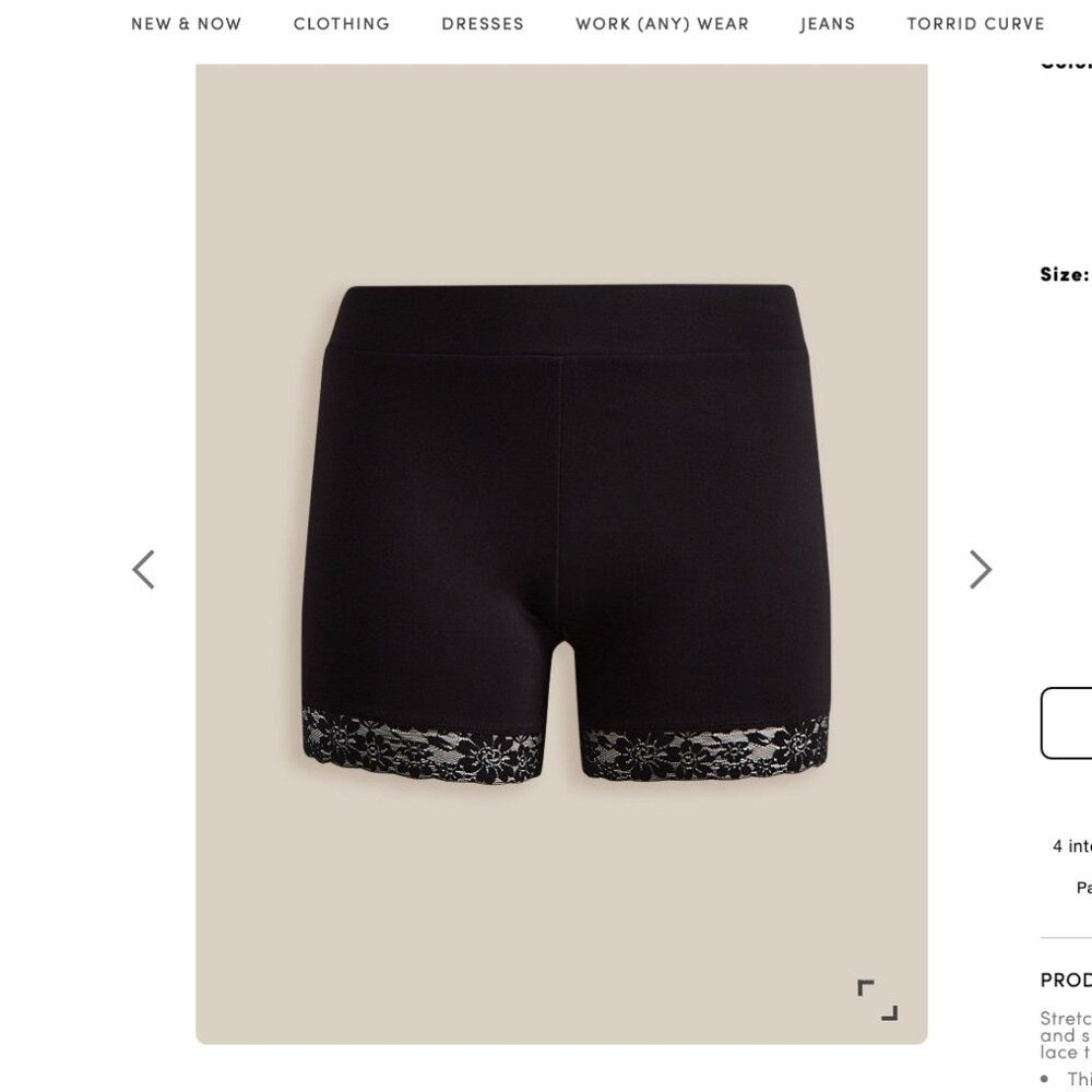 COPY - Torrid Black 5 Inch Signature Waist Lace Trim Bike Short